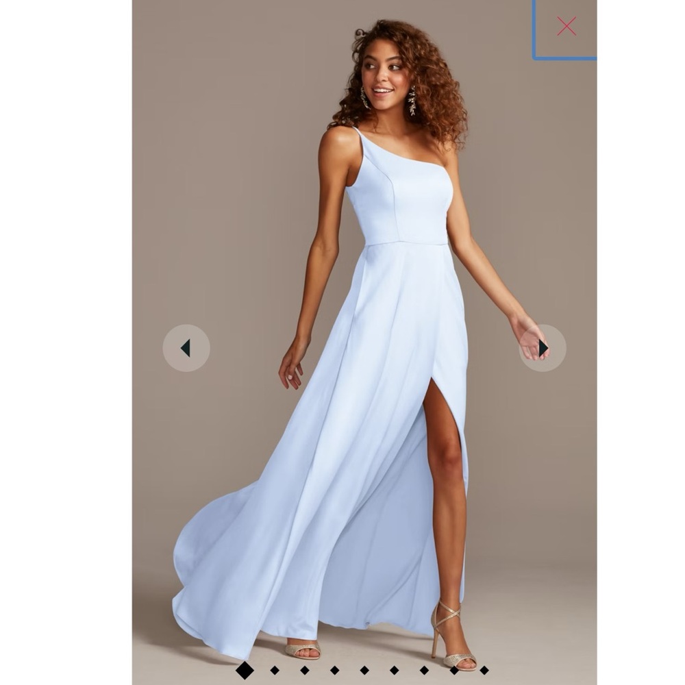 NWT David’s Bridal crepe-back satin one-shoulder dress